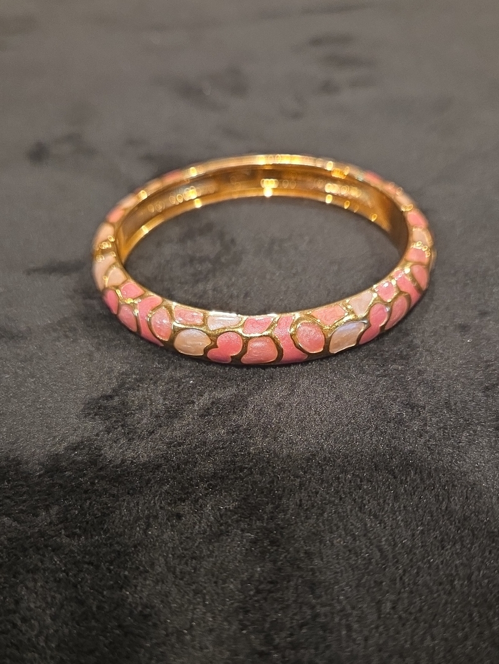 Joan Rivers Gold-Tone Pink and Ivory Enamel Bangle Bracelet